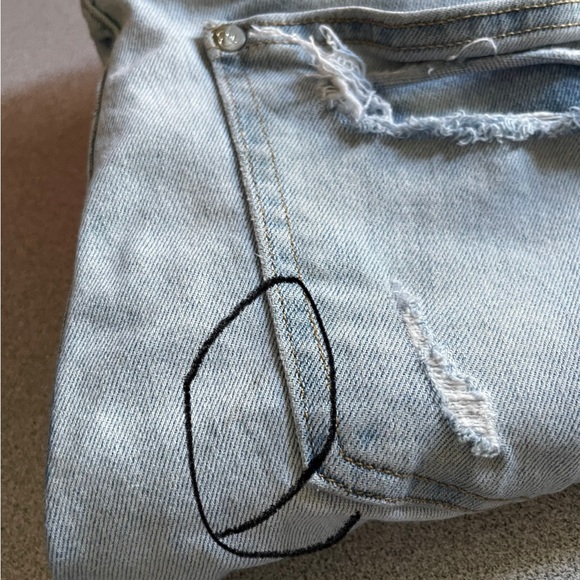 H&M Skinny Low Rise Ripped Blue Jeans Button Fly Size 30/32 - Picture 12 of 12